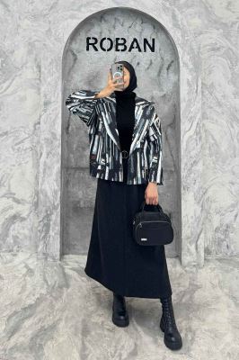 کت سانتانا چاپی چهار دکمه ژیله دار