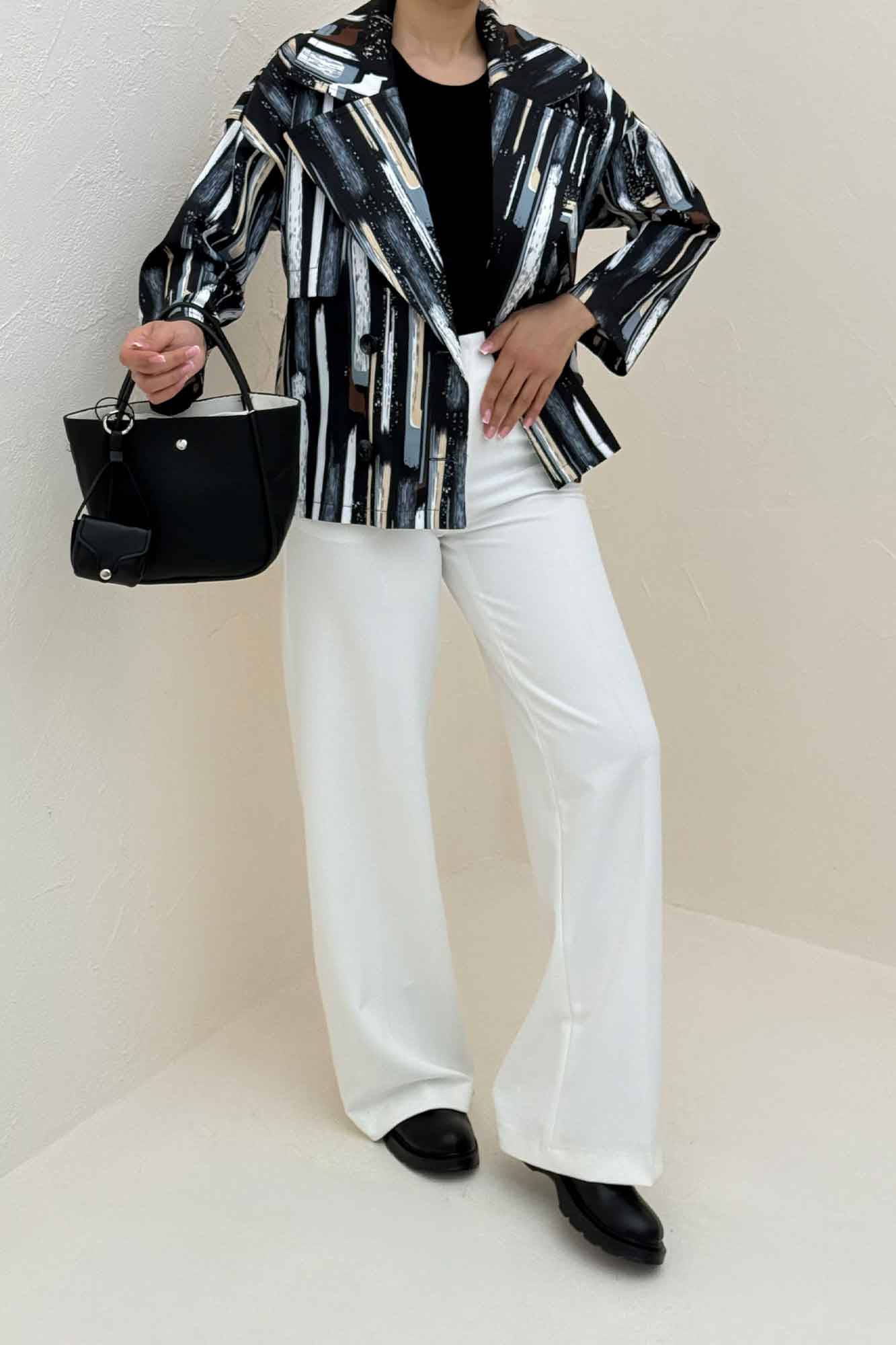 کت سانتانا چاپی چهار دکمه ژیله دار