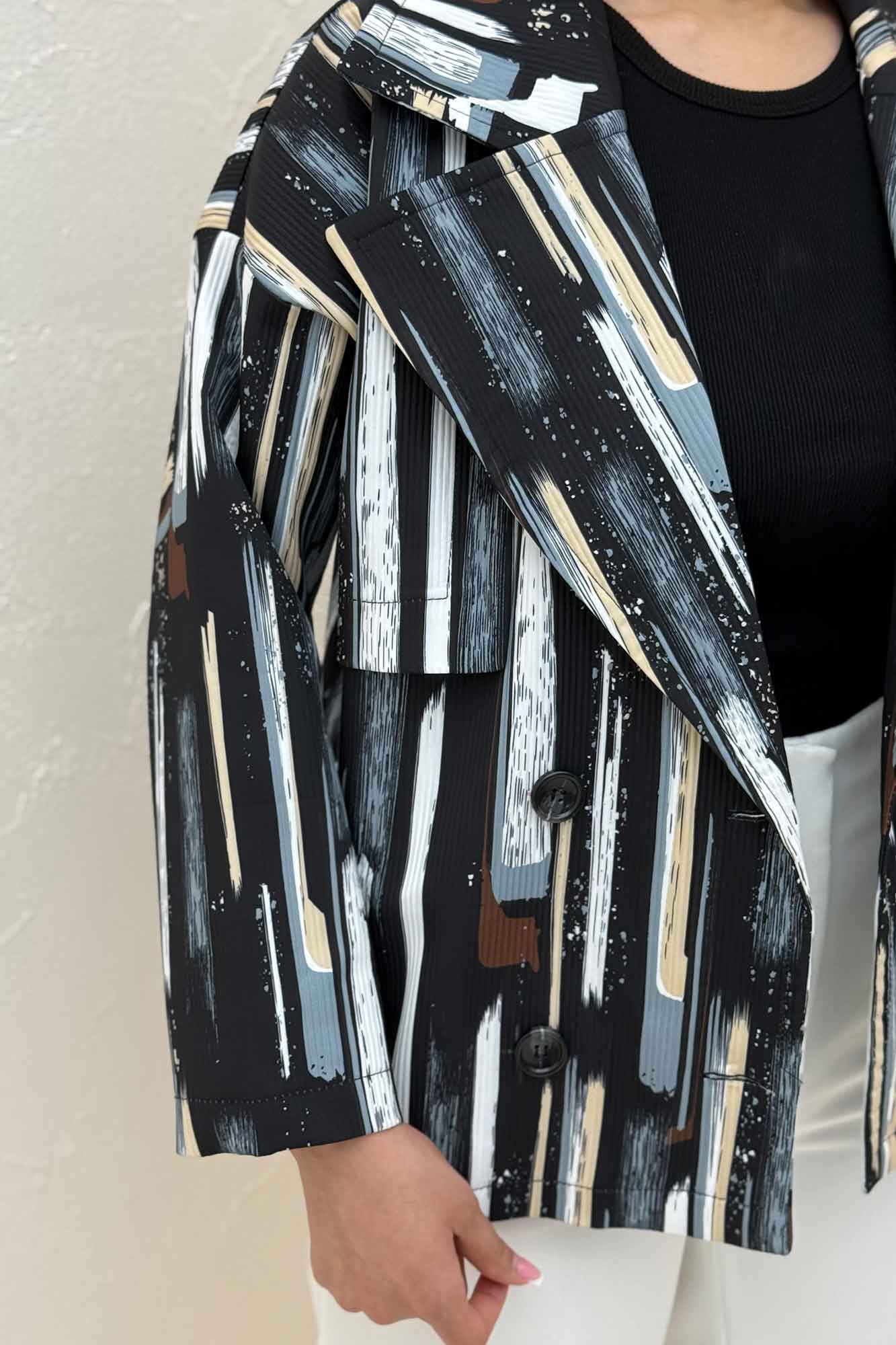 کت سانتانا چاپی چهار دکمه ژیله دار