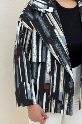 کت سانتانا چاپی چهار دکمه ژیله دار