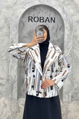 کت سانتانا چاپی چهار دکمه ژیله دار