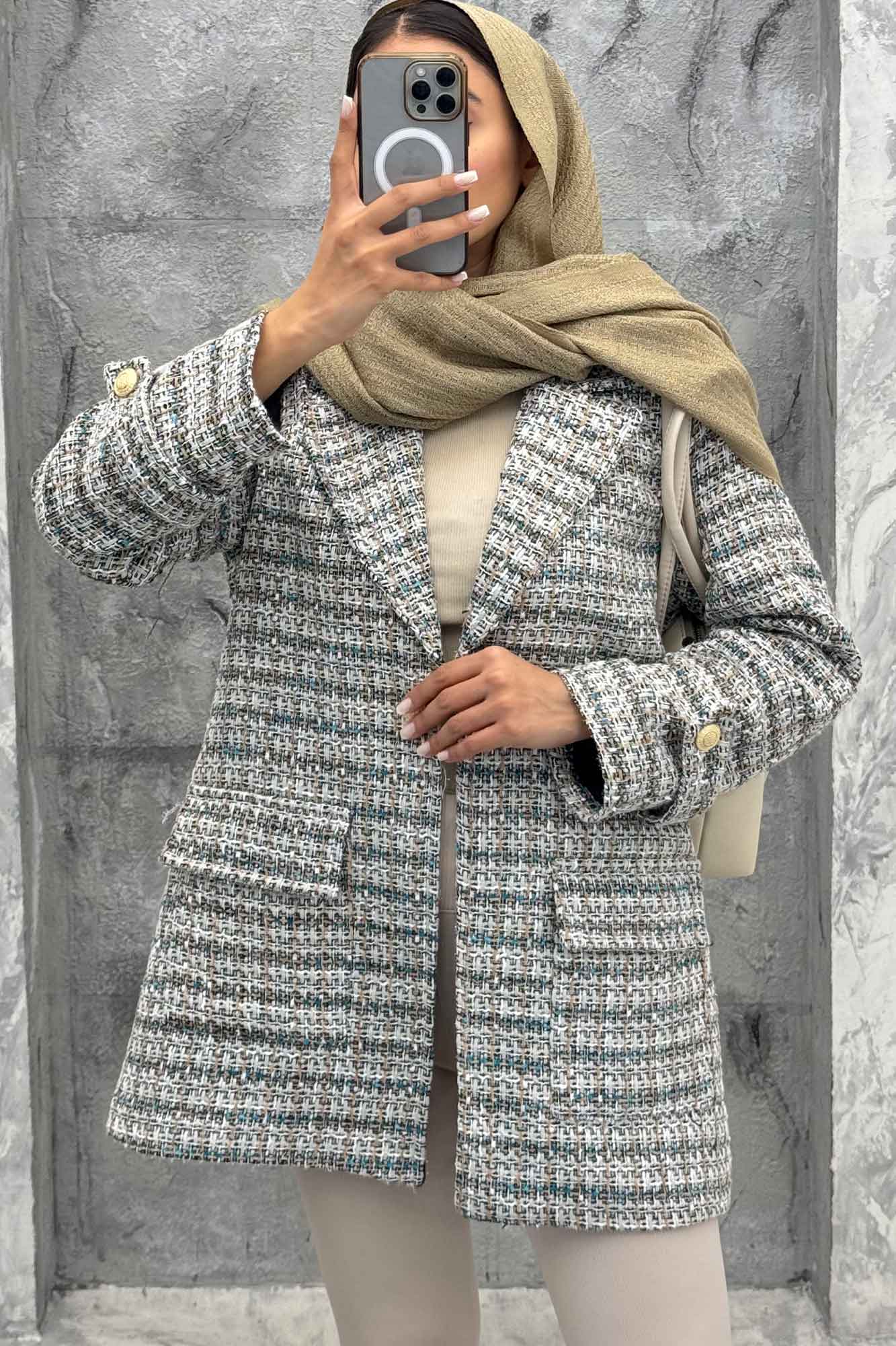 کت شنل تک دکمه آستر دار