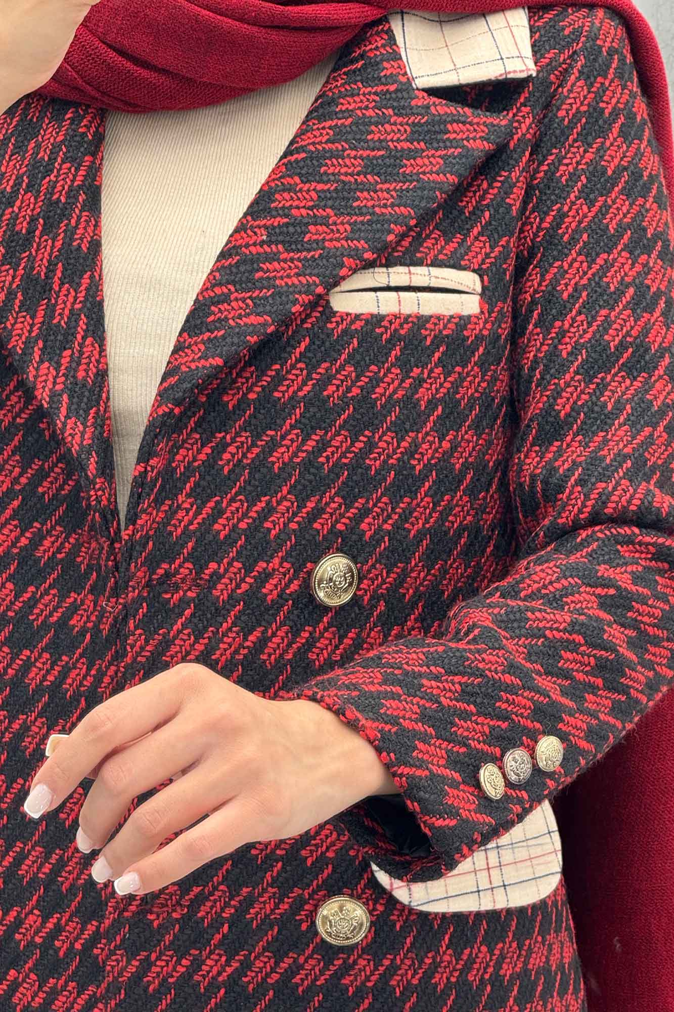 کت چهار دکمه فوتر طرحدار خرجکار