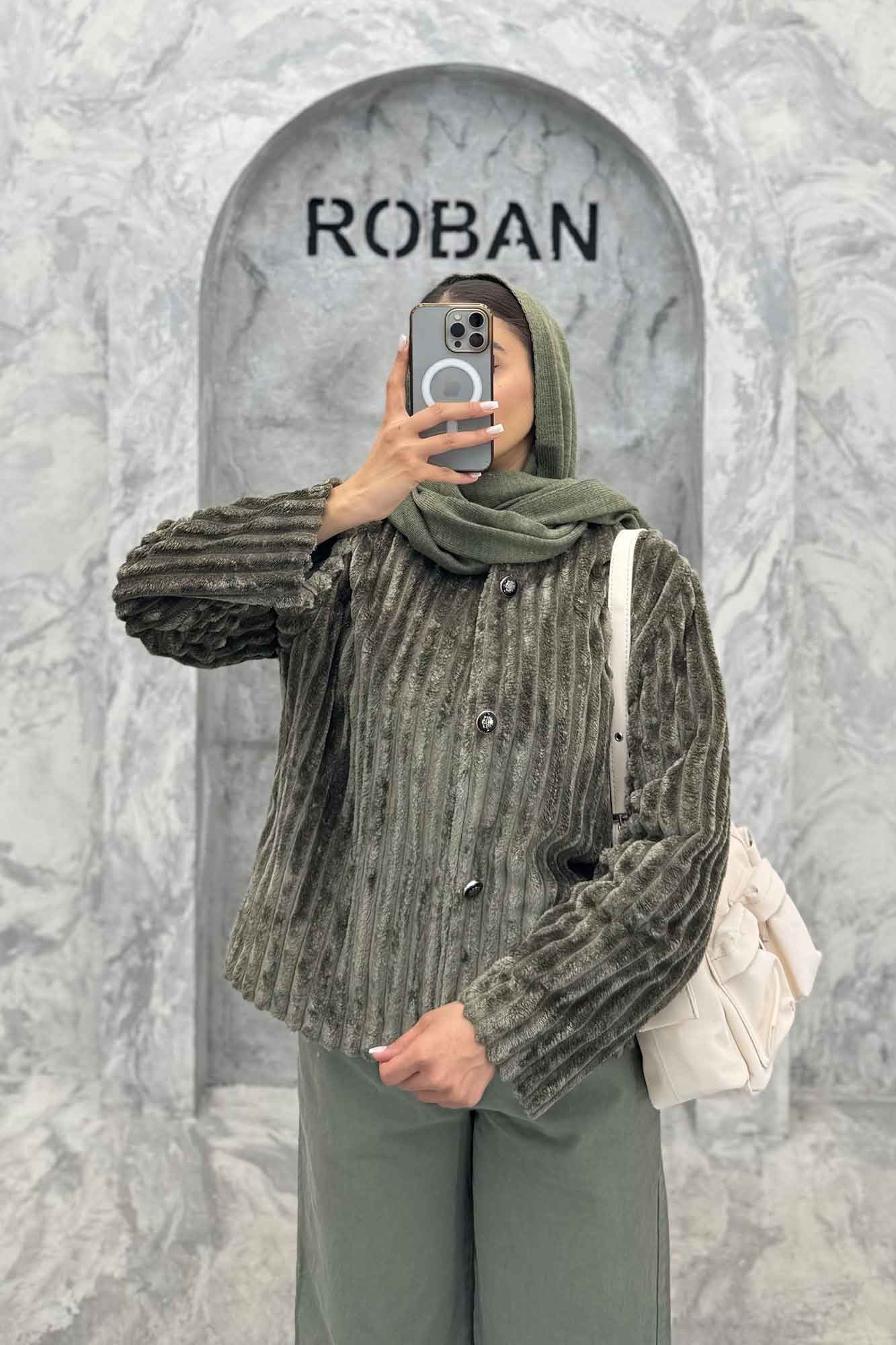 کت آستردار استرایپ یقه گرد