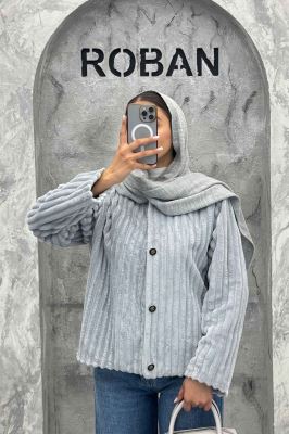 کت آستردار استرایپ یقه گرد