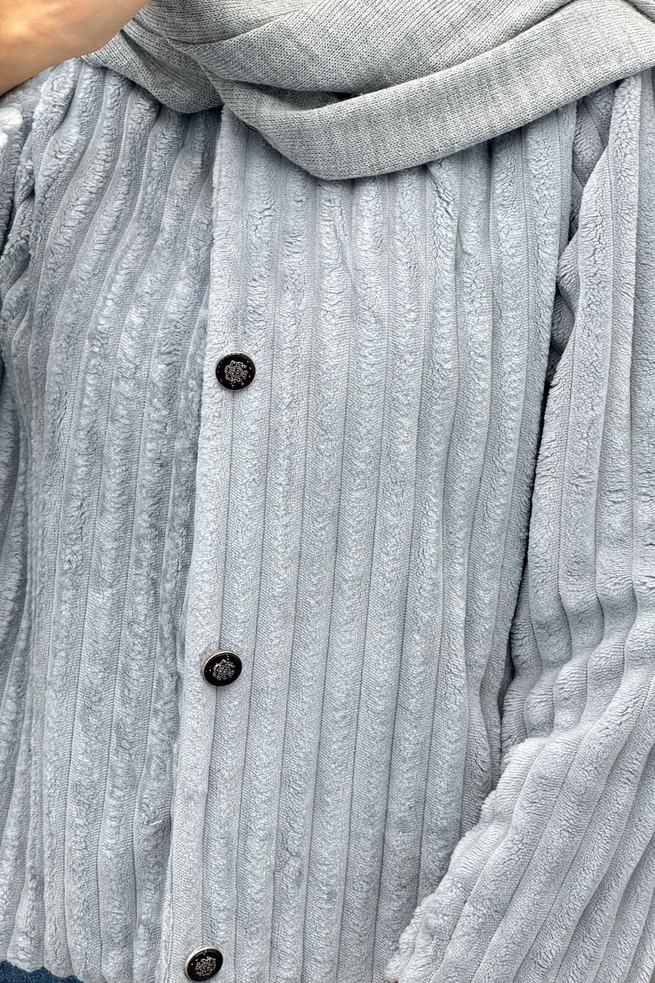 کت آستردار استرایپ یقه گرد