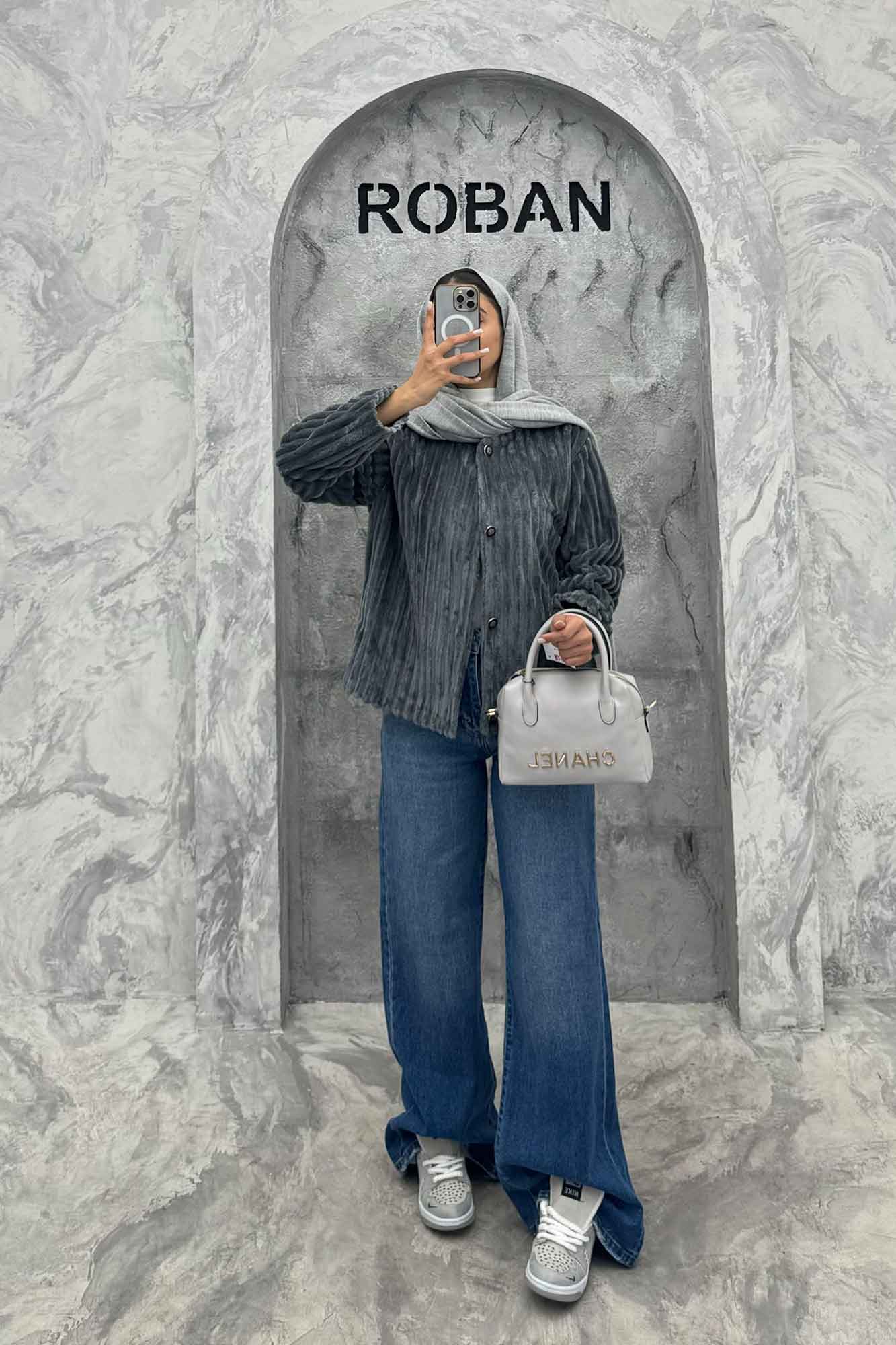 کت آستردار استرایپ یقه گرد