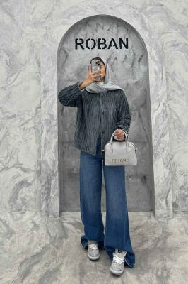 کت آستردار استرایپ یقه گرد