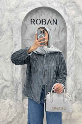 کت آستردار استرایپ یقه گرد