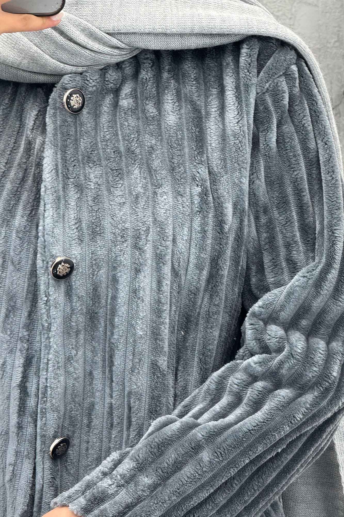 کت آستردار استرایپ یقه گرد