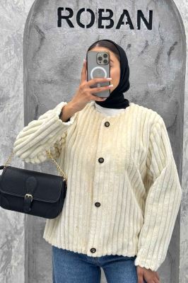 کت آستردار استرایپ یقه گرد