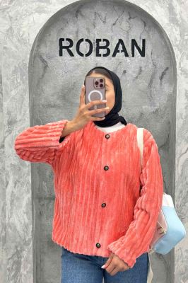 کت آستردار استرایپ یقه گرد