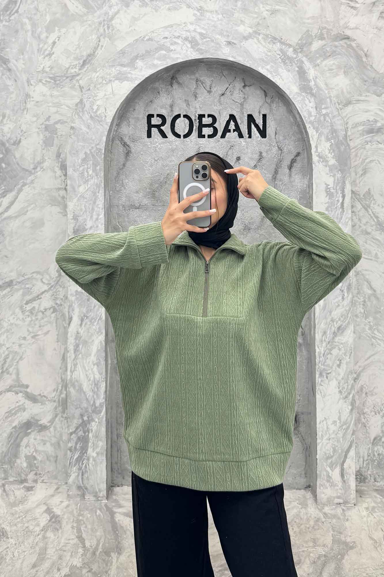 سویشرت نیم زیپ مراکشی