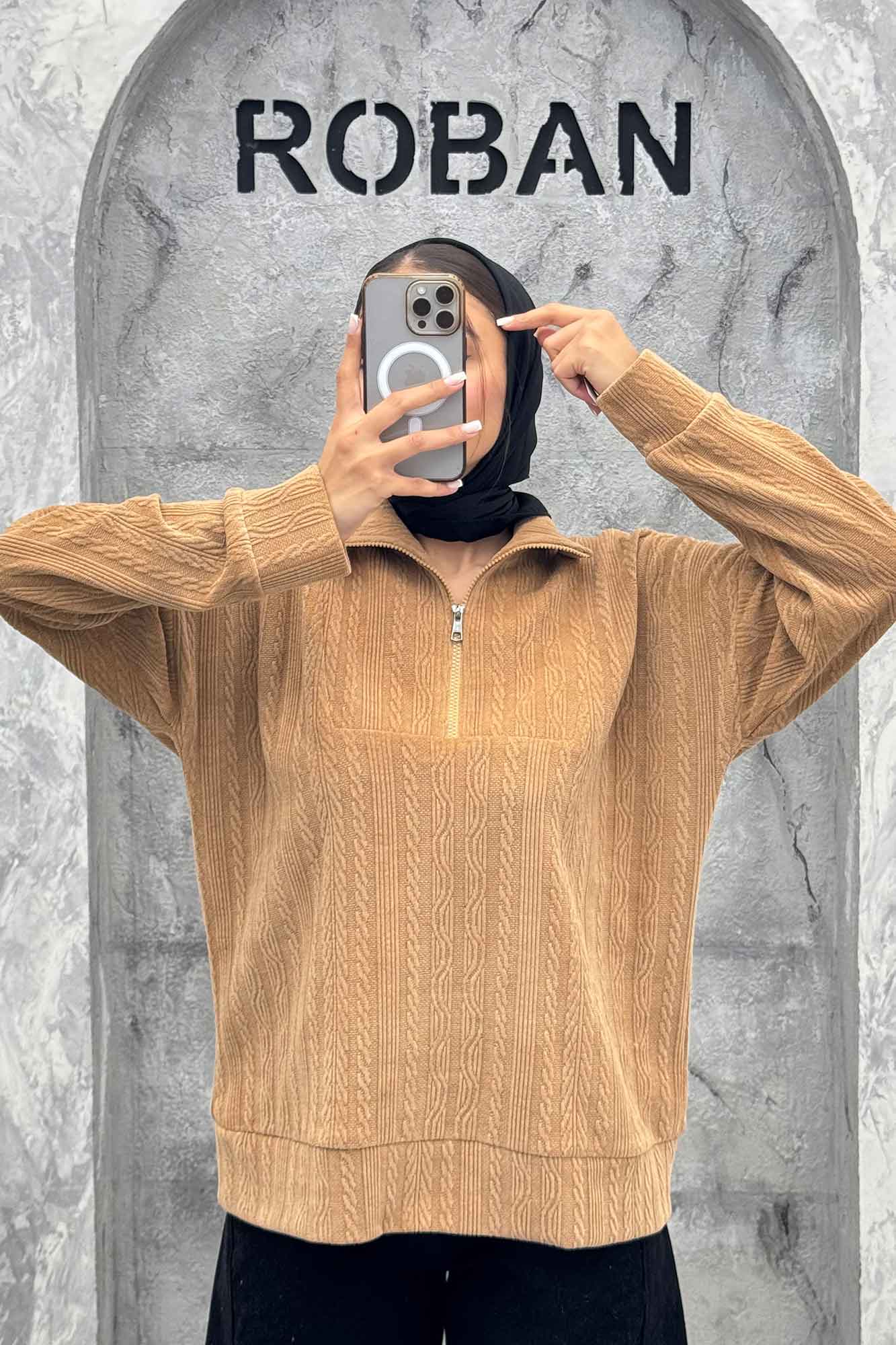 سویشرت نیم زیپ مراکشی