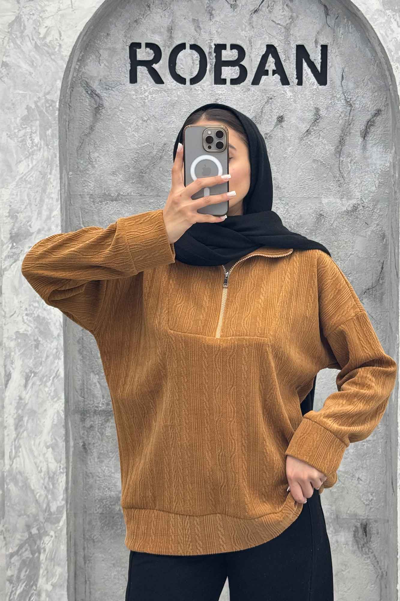 سویشرت نیم زیپ مراکشی