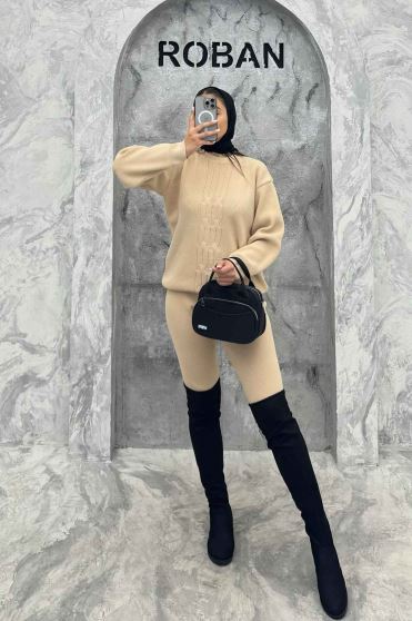 ست بلوز و شلوار بافت طرح دار AF