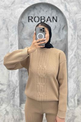 ست بلوز و شلوار بافت طرح دار AF