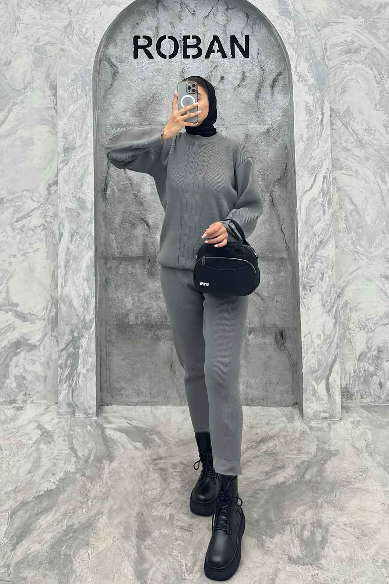 ست بلوز و شلوار بافت طرح دار AF