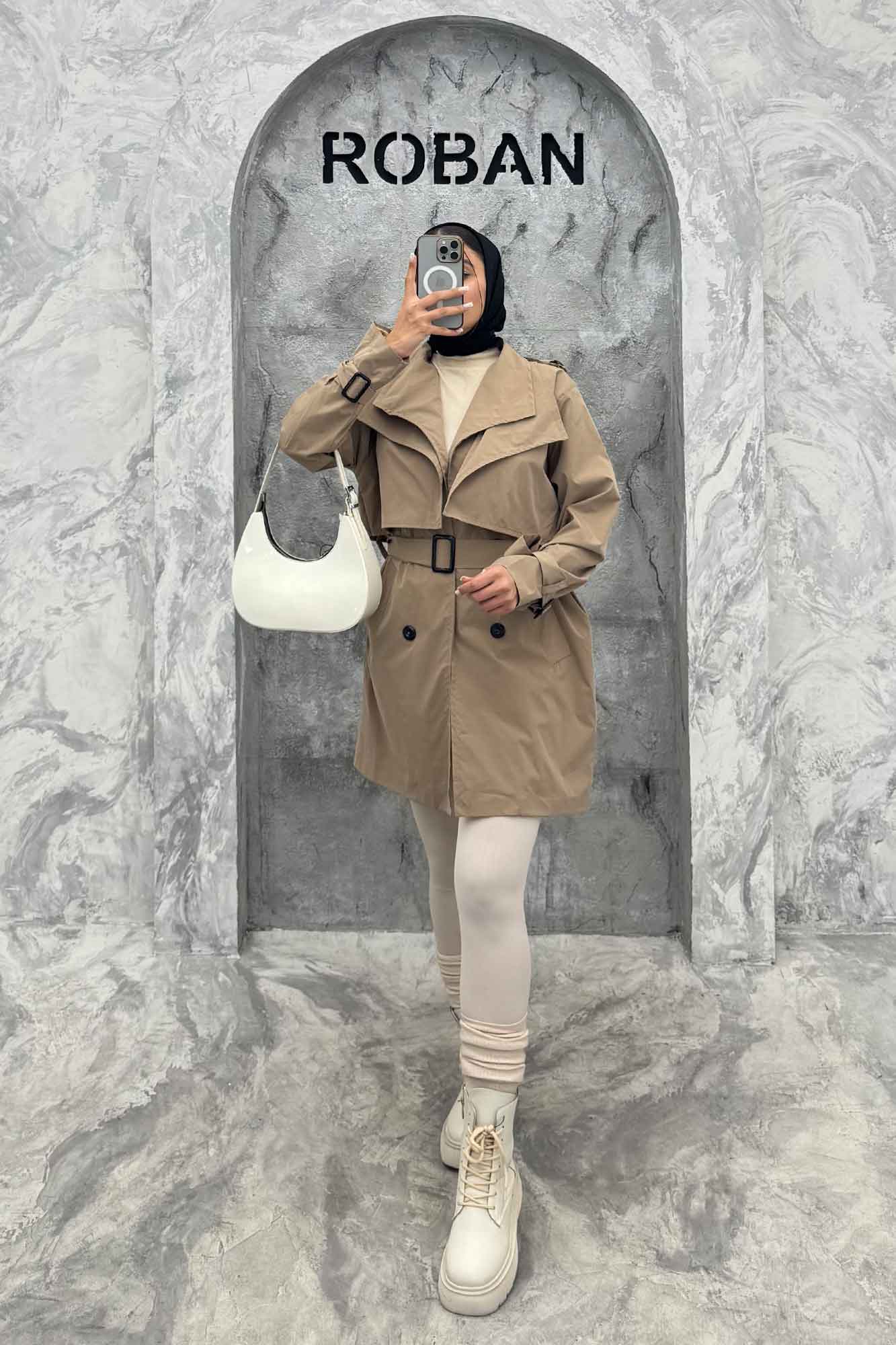 مانتو بارانی دو یقه آستردار 4728