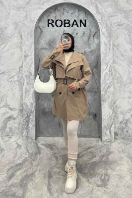 مانتو بارانی دو یقه آستردار 4728