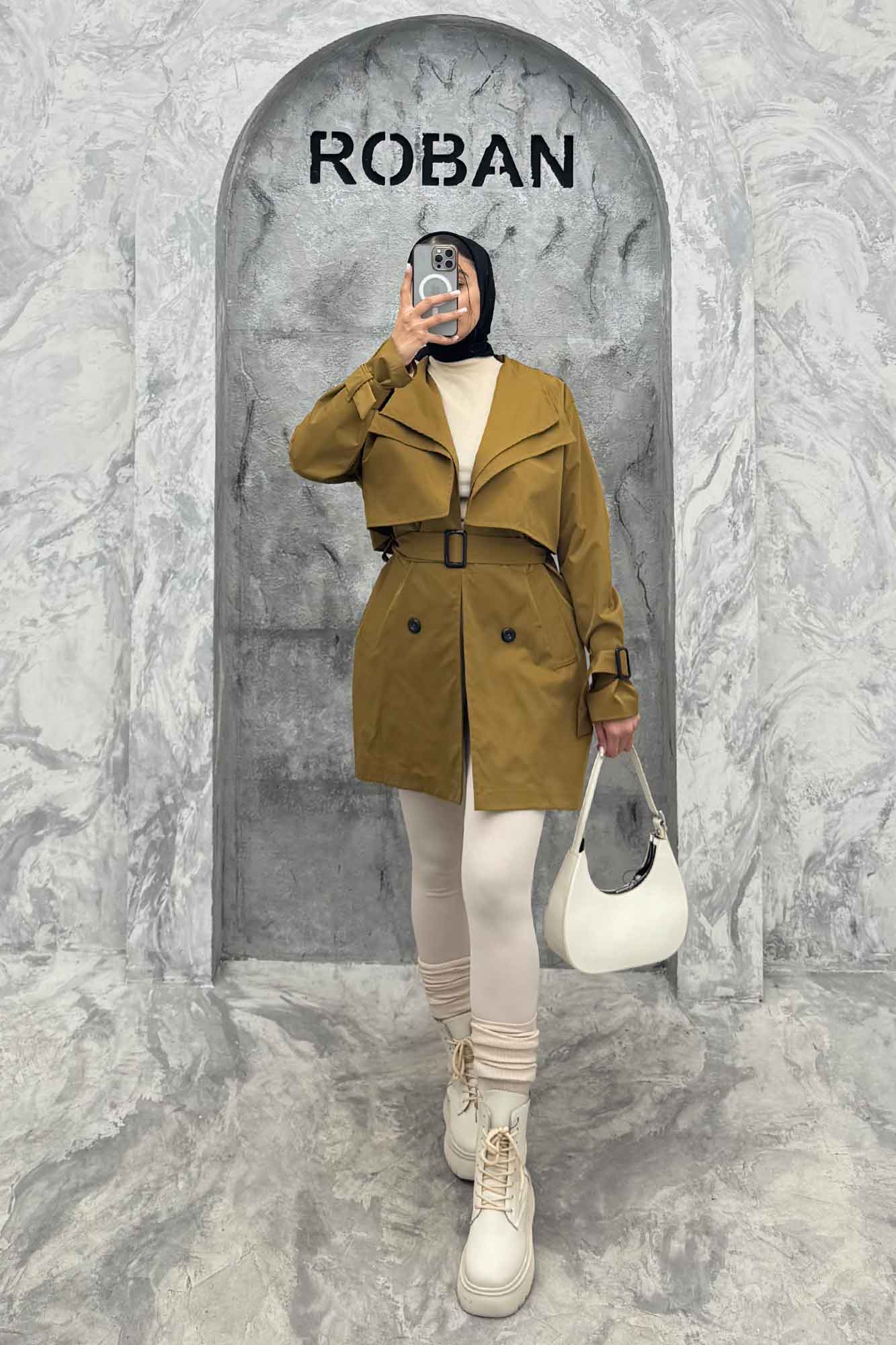 مانتو بارانی دو یقه آستردار 4728