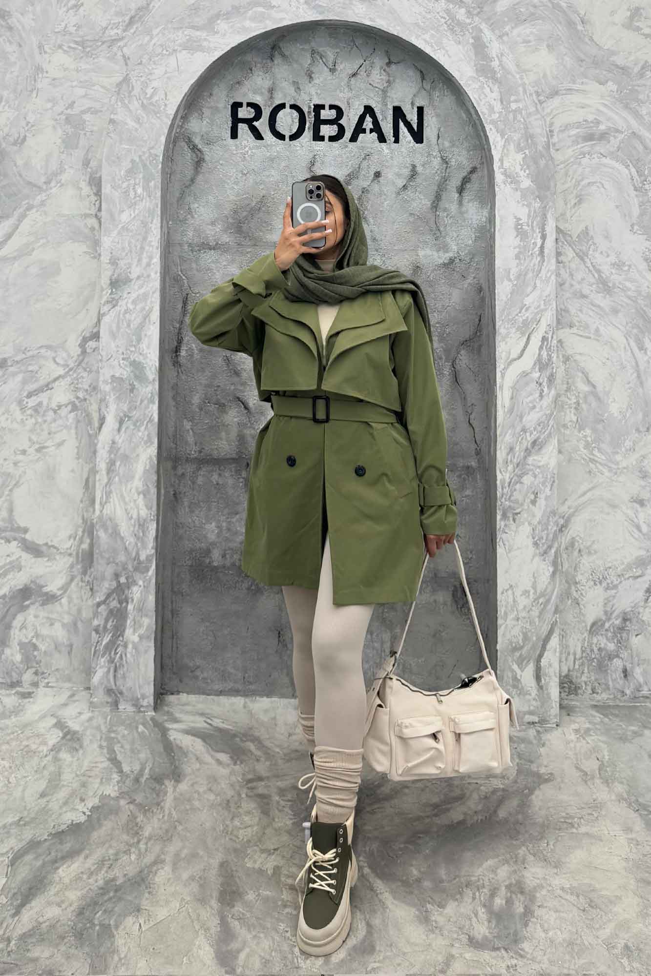 مانتو بارانی دو یقه آستردار 4728