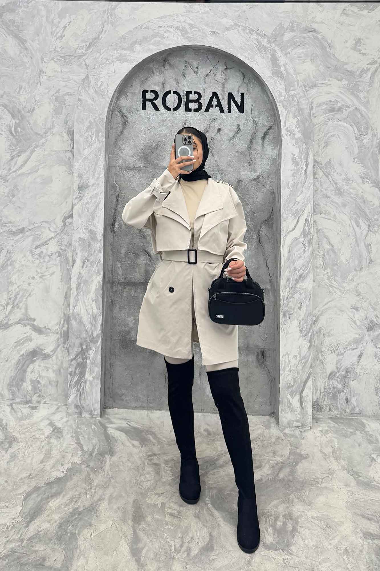 مانتو بارانی دو یقه آستردار 4728