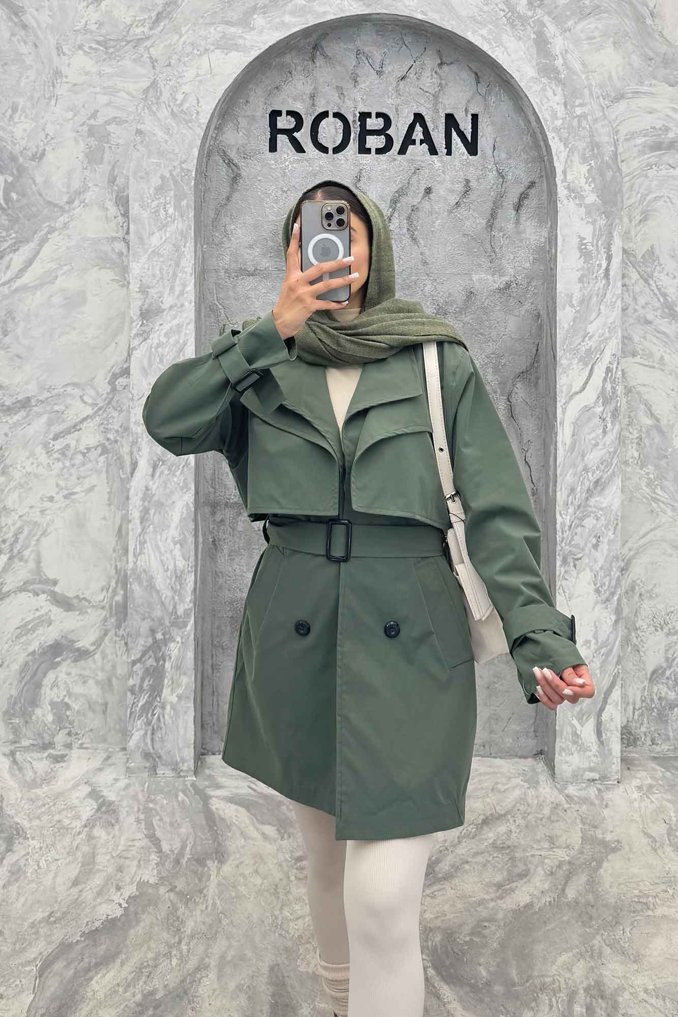 مانتو بارانی دو یقه آستردار 4728