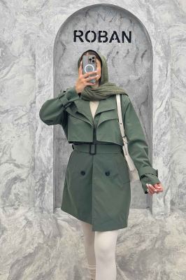 مانتو بارانی دو یقه آستردار 4728