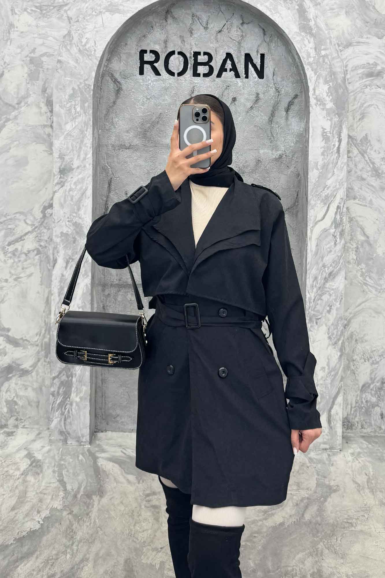 مانتو بارانی دو یقه آستردار 4728