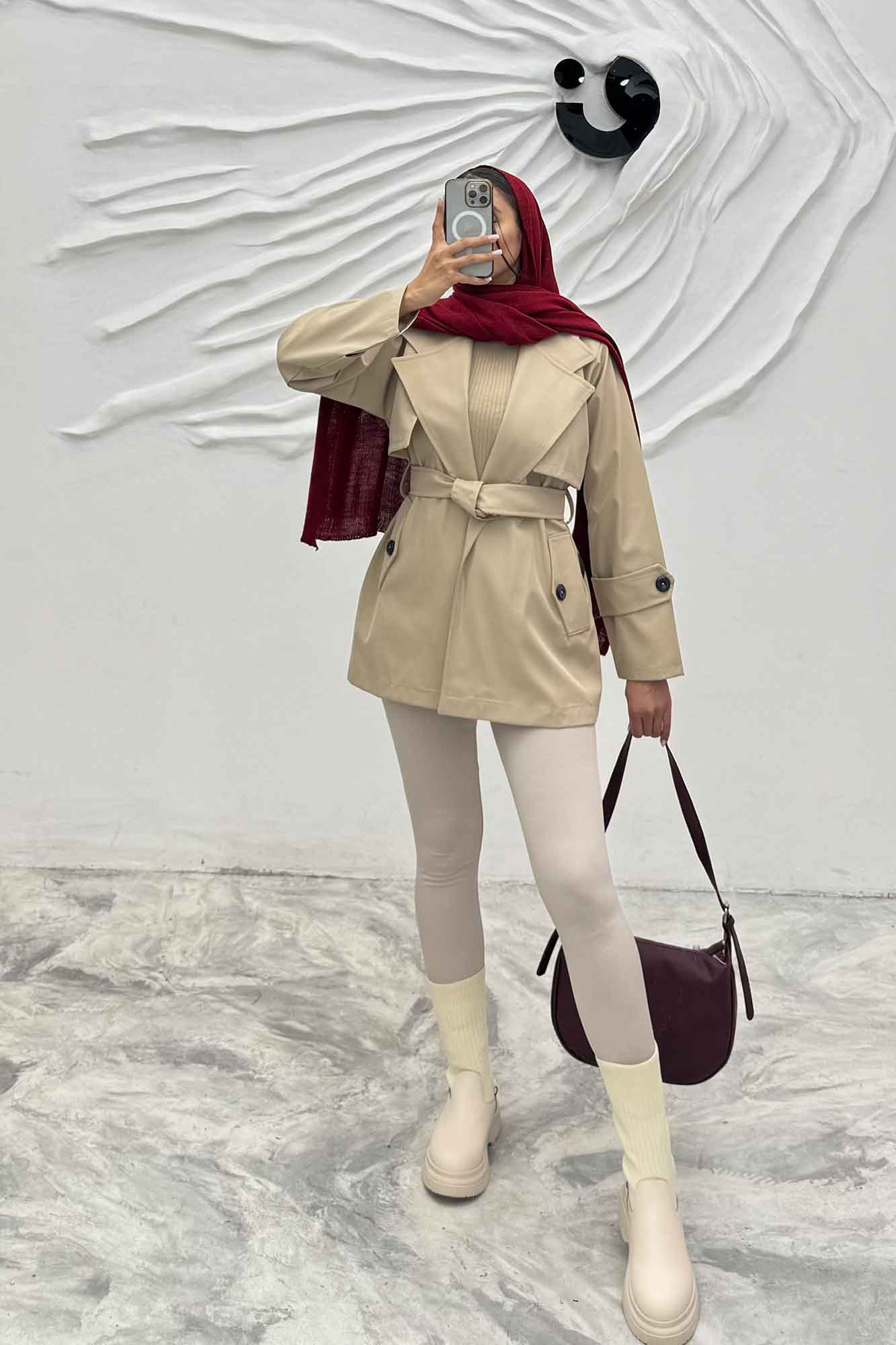 ترنچ کت سانتانا کمربندی 4732