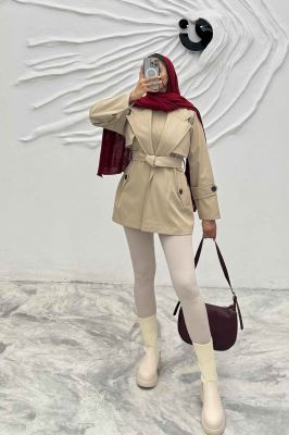 ترنچ کت سانتانا کمربندی 4732