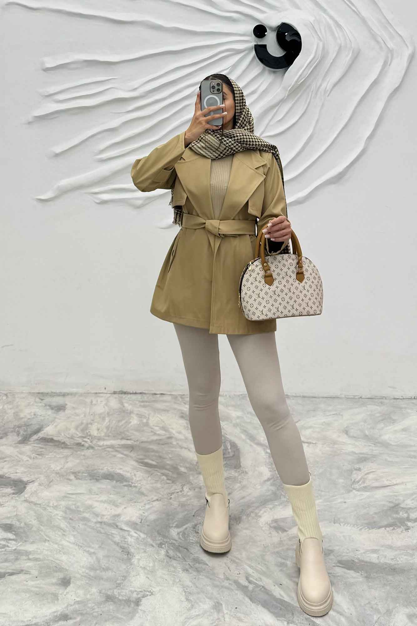 ترنچ کت سانتانا کمربندی 4732