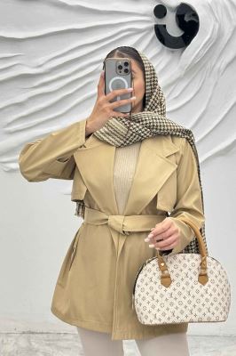 ترنچ کت سانتانا کمربندی 4732