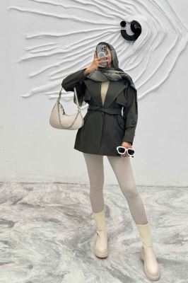 ترنچ کت سانتانا کمربندی 4732