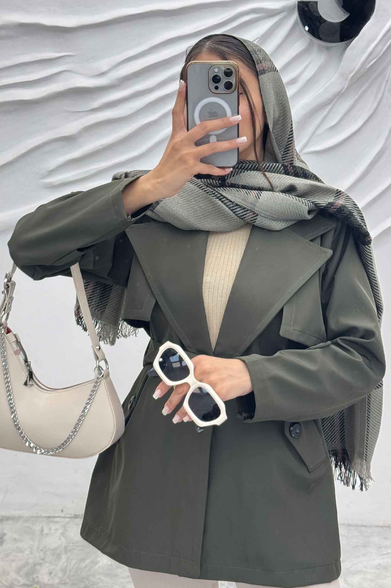 ترنچ کت سانتانا کمربندی 4732