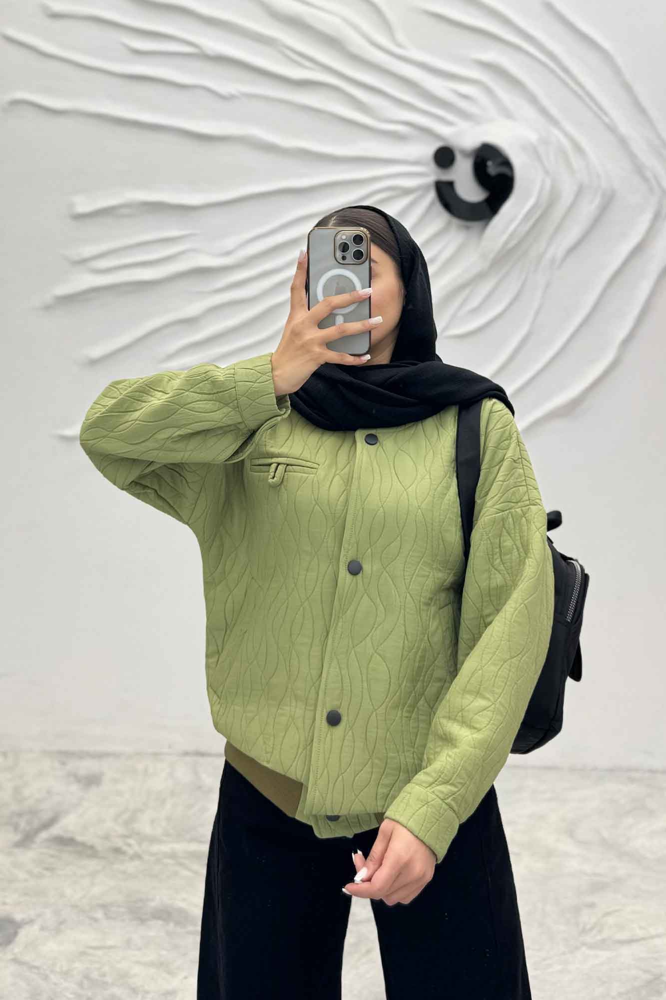 بامبر جکت فریال دو جیب دکمه زاماک