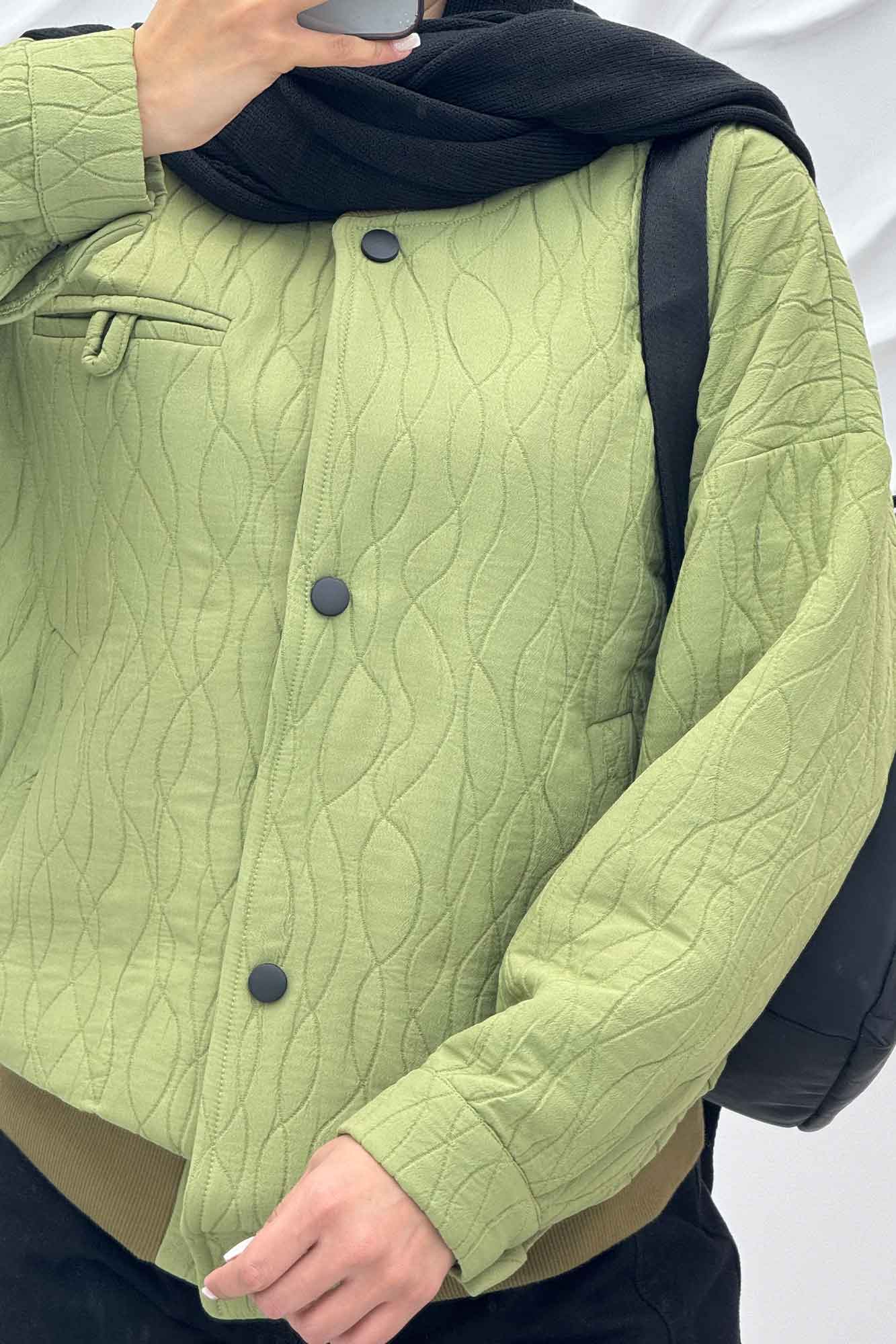 بامبر جکت فریال دو جیب دکمه زاماک