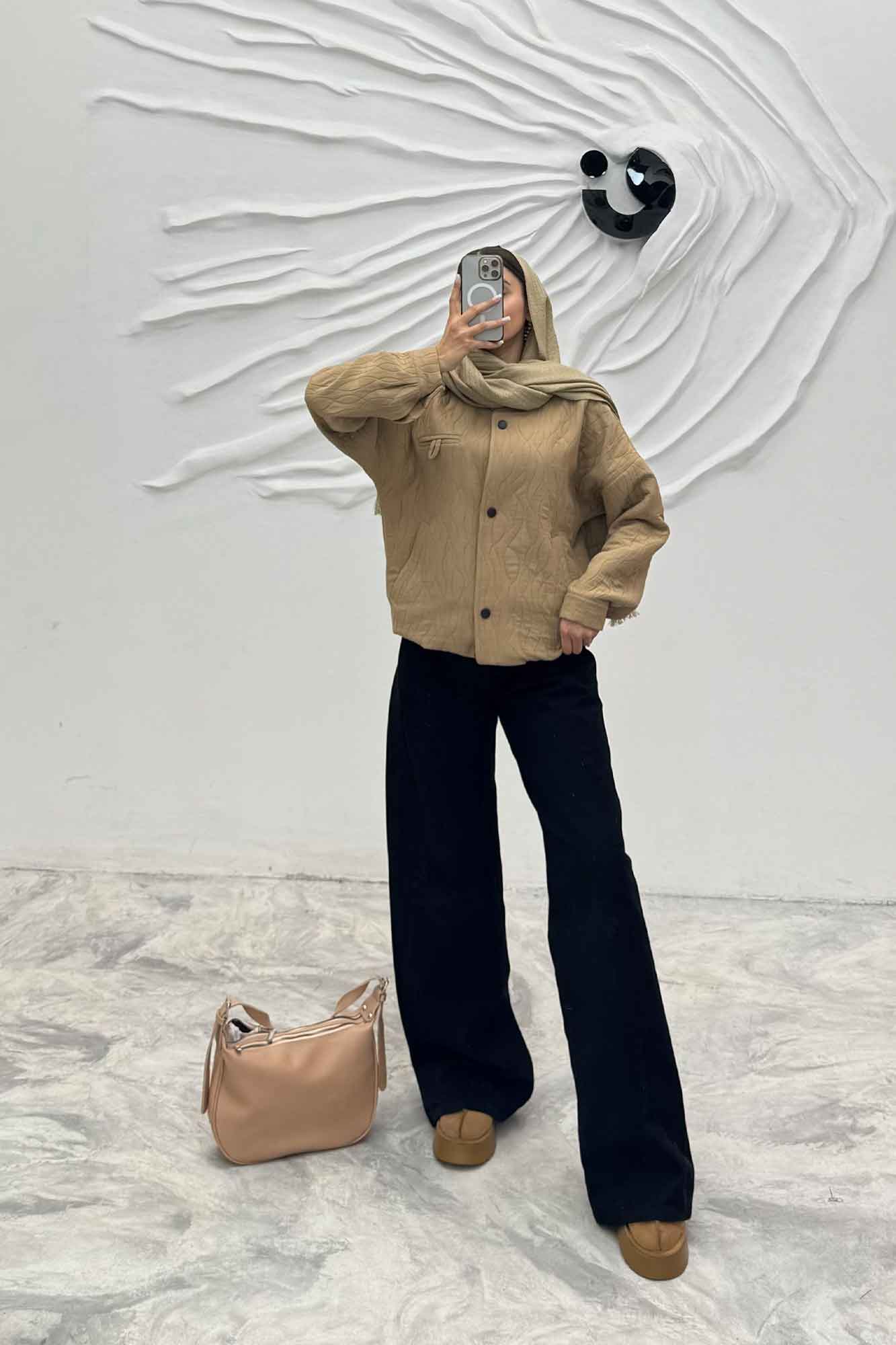 بامبر جکت فریال دو جیب دکمه زاماک