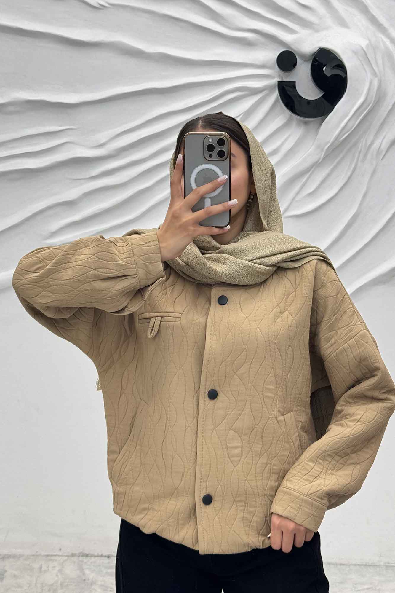 بامبر جکت فریال دو جیب دکمه زاماک