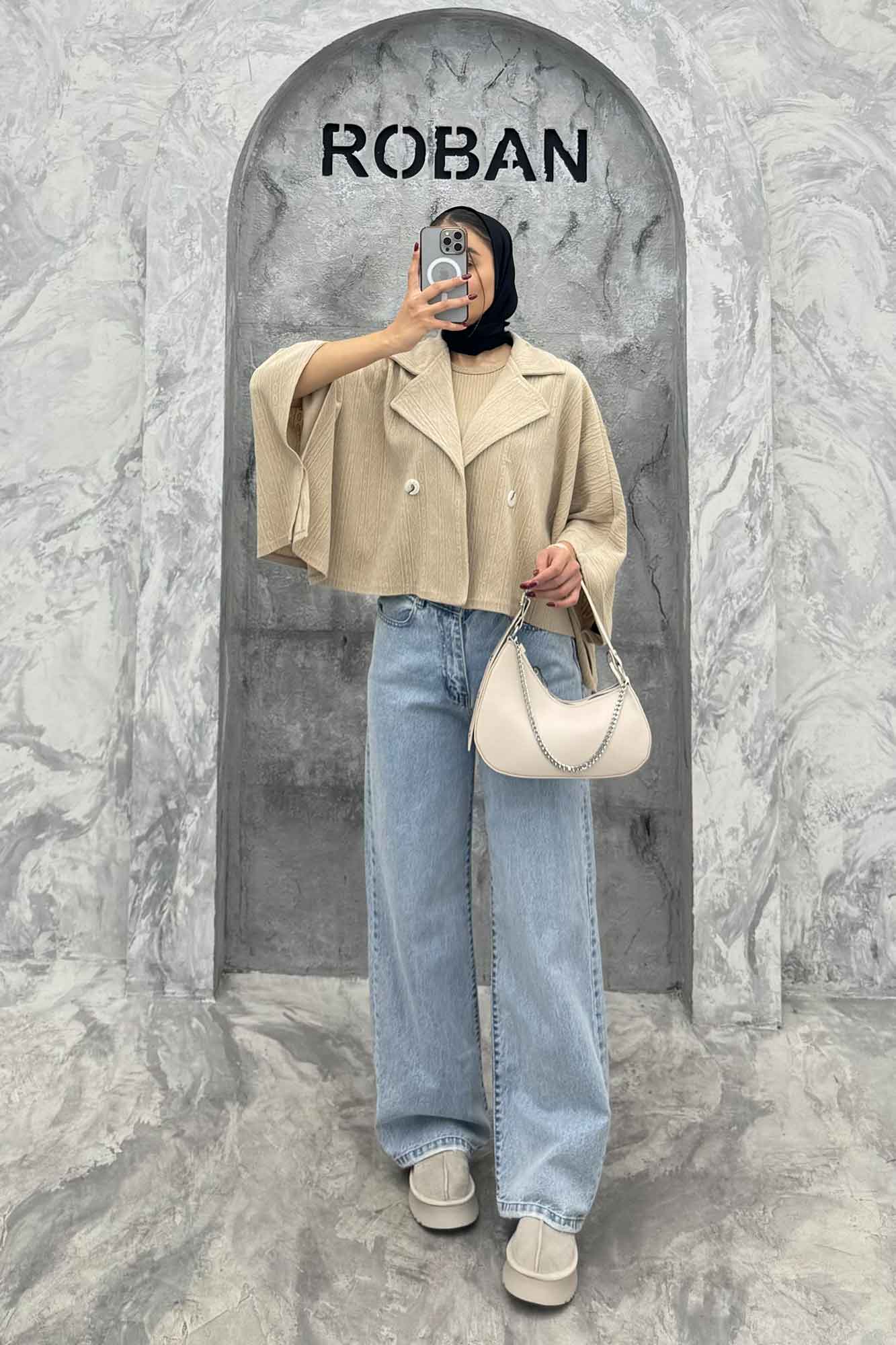 کت خفاشی دو دکمه پارچه مراکشی