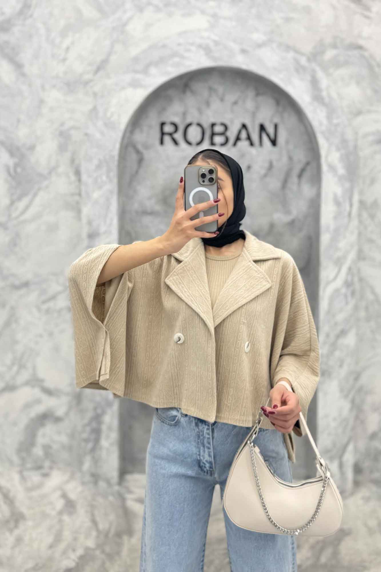 کت خفاشی دو دکمه پارچه مراکشی