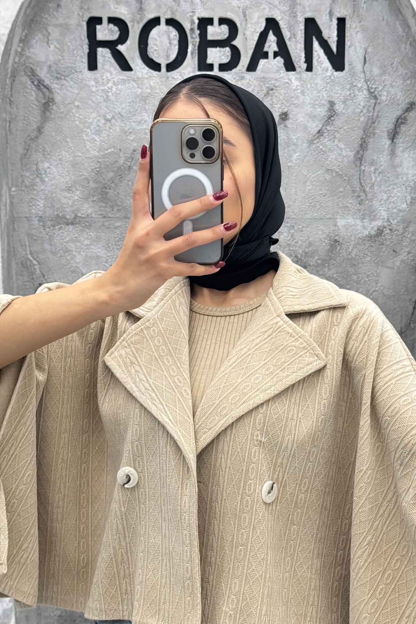 کت خفاشی دو دکمه پارچه مراکشی