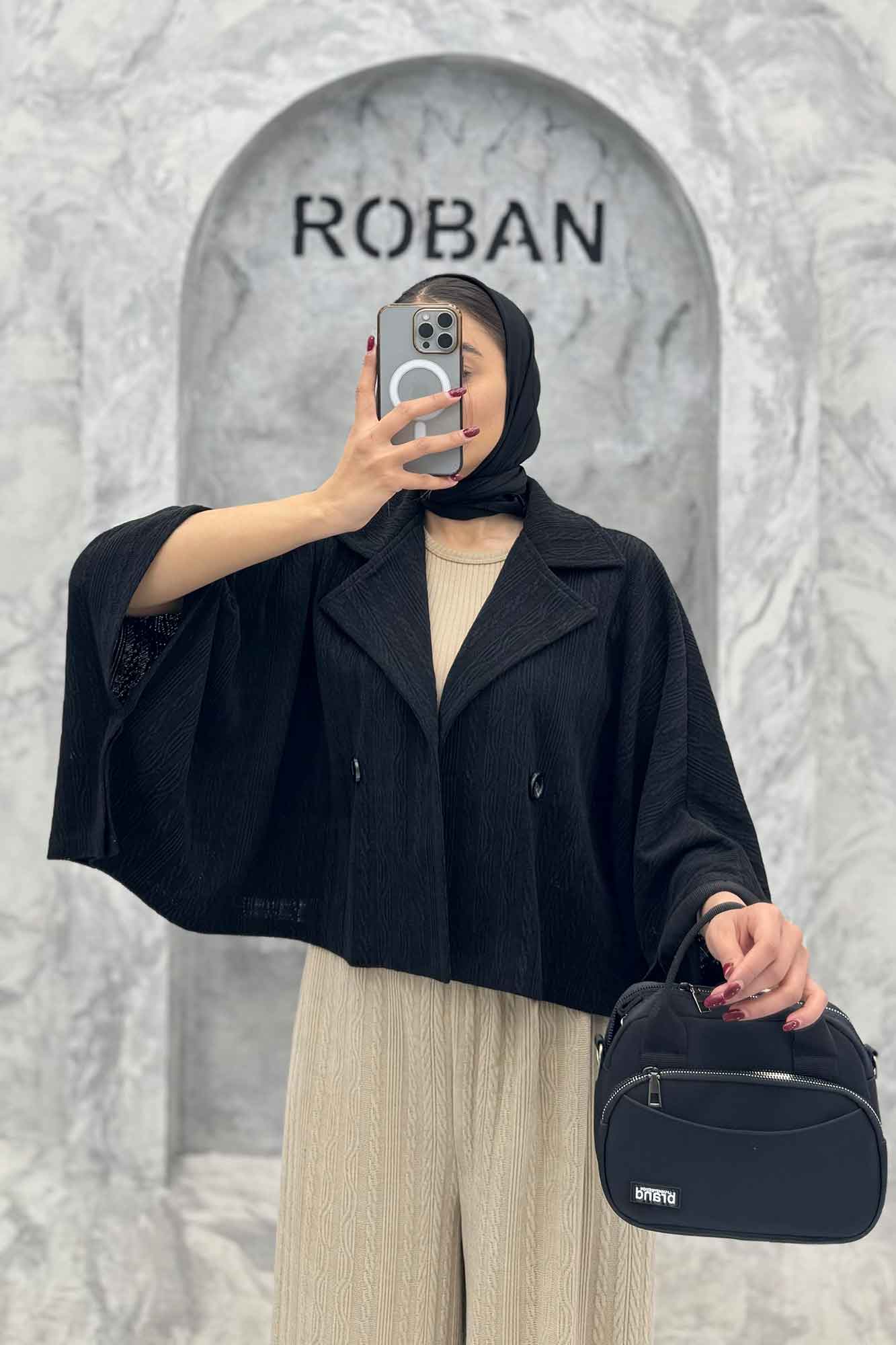 کت خفاشی دو دکمه پارچه مراکشی