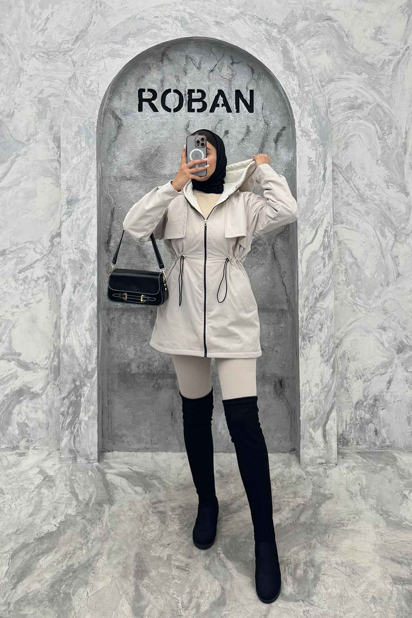 کاپشن کمرگت دار TC داخل تدی