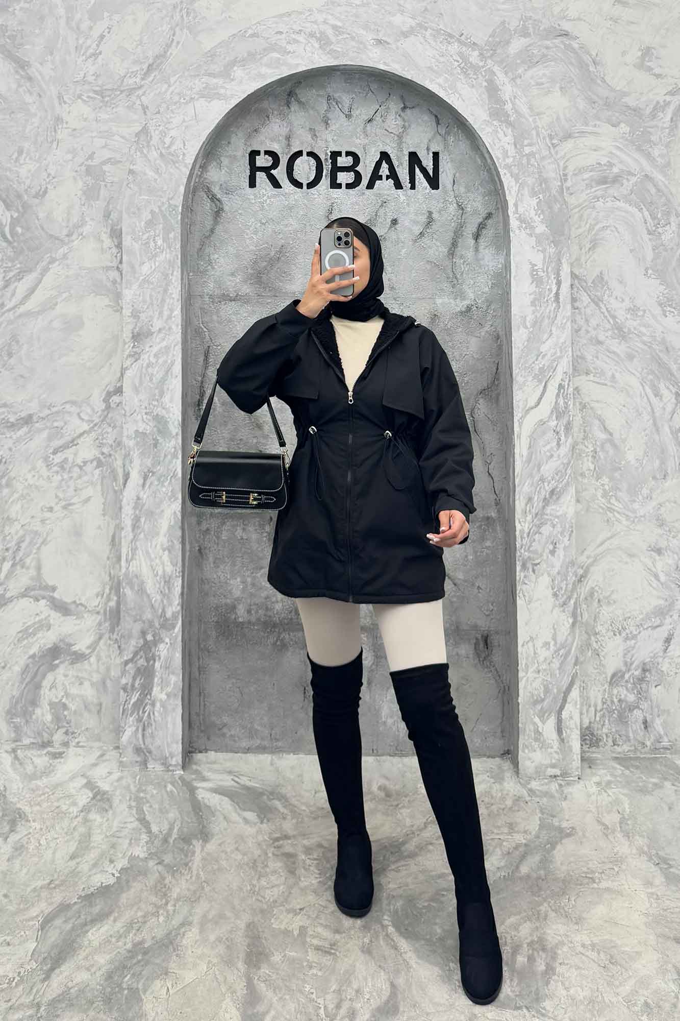 کاپشن کمرگت دار TC داخل تدی