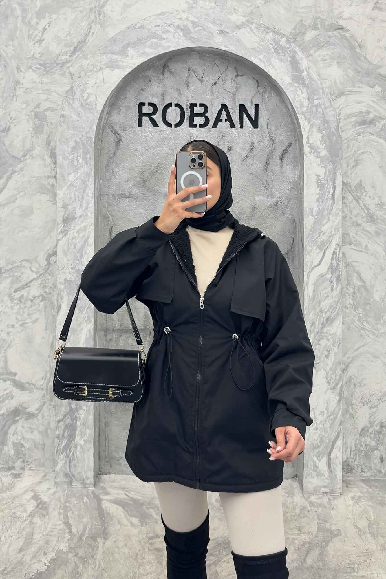 کاپشن کمرگت دار TC داخل تدی