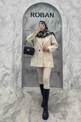 کت یقه انگلیسی فوتر مخملی دو جیب روکار