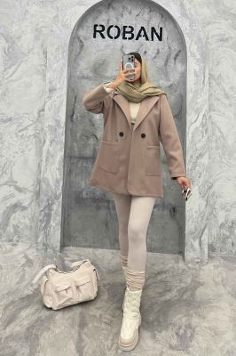 کت یقه انگلیسی فوتر مخملی دو جیب روکار