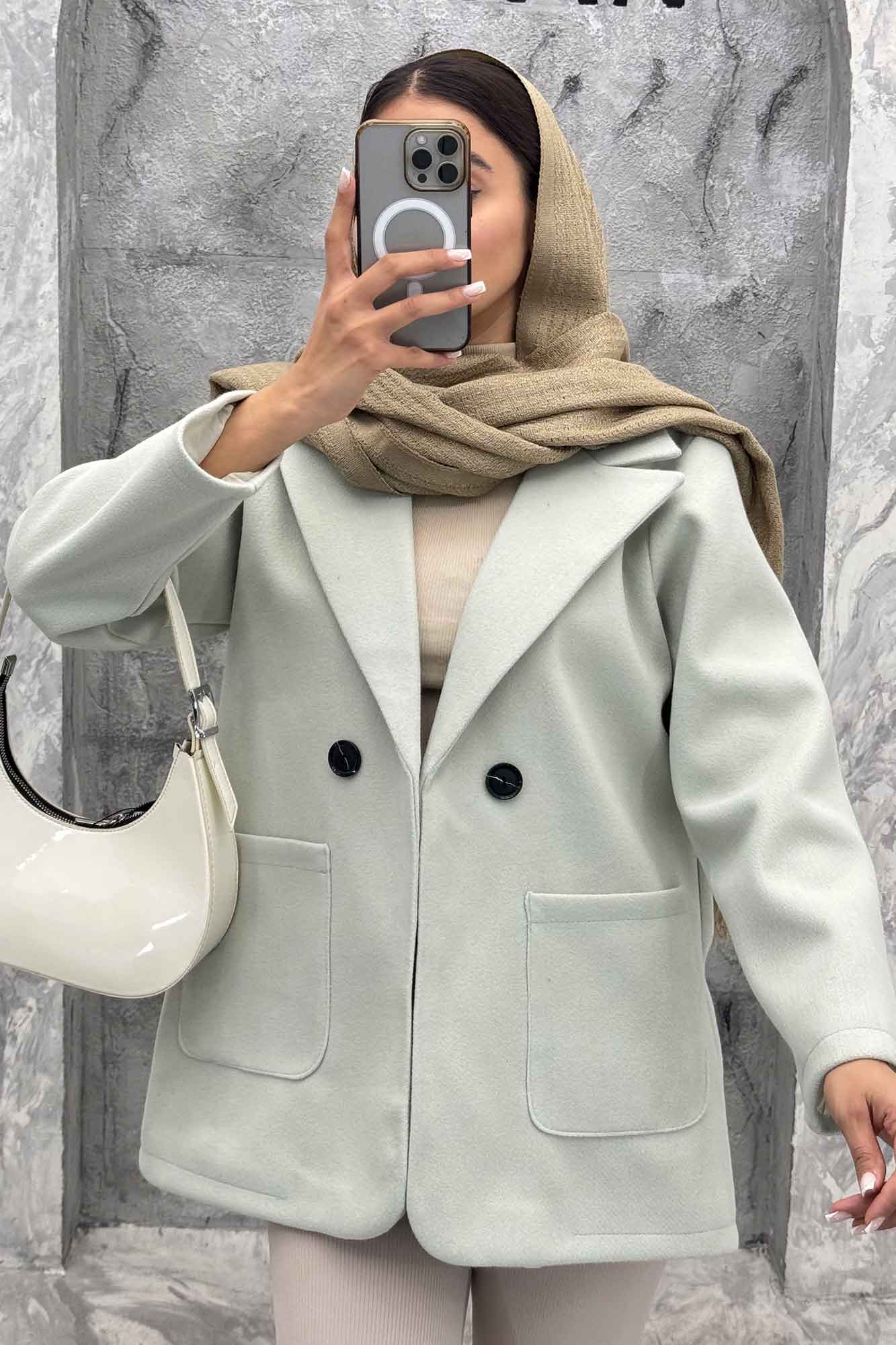 کت یقه انگلیسی فوتر مخملی دو جیب روکار